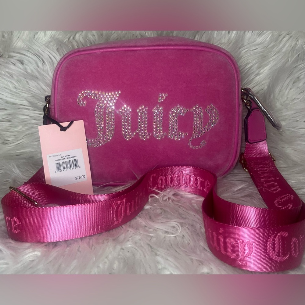 Juicy Couture Pink Crossbody Bag with Rhinestone Logo